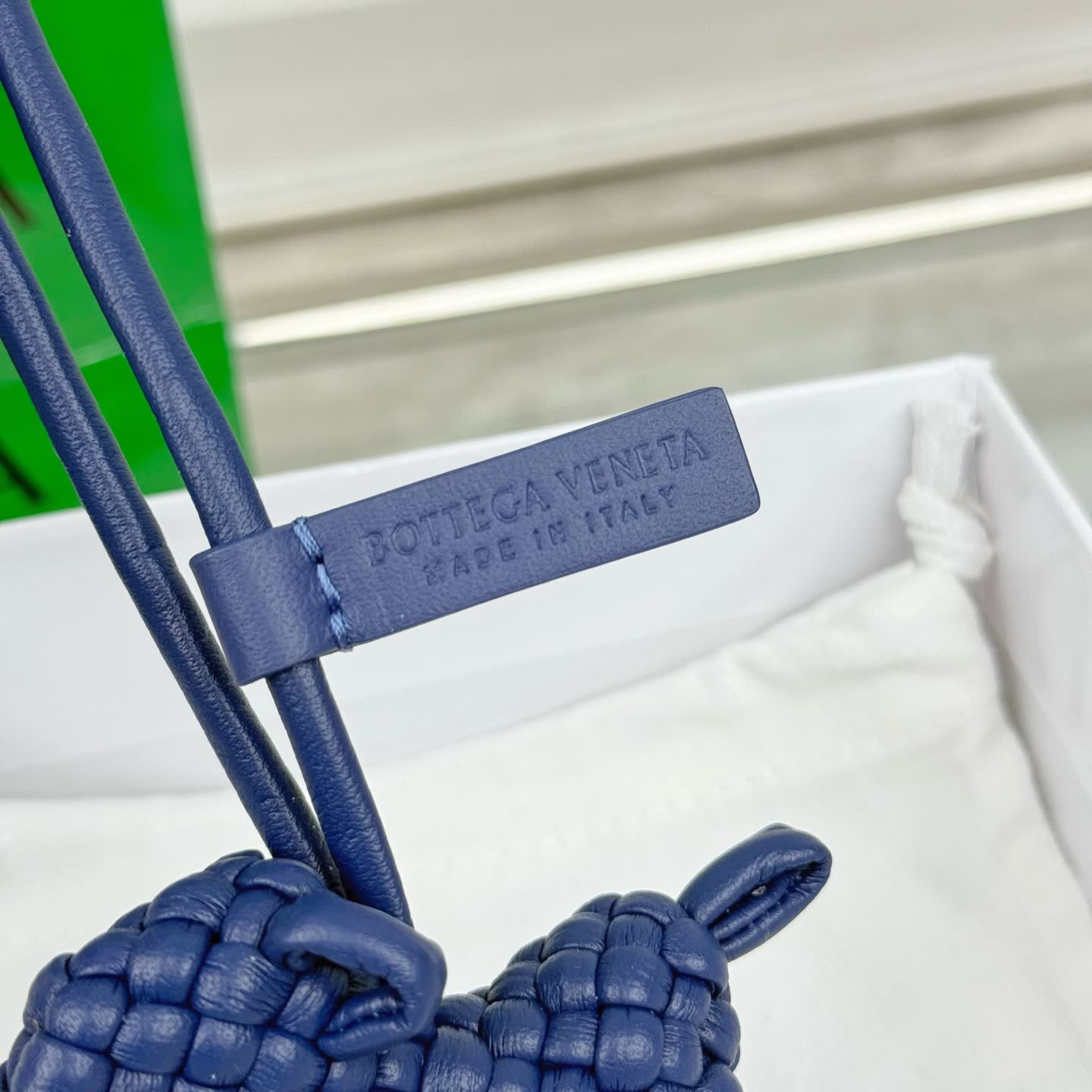 Bottega Veneta Blue Leather Keychain